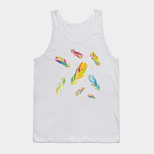 colorful feathers with gold outer lines and patterns Tank Top